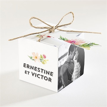 Boîte de dragées mariage fleurs et champetre