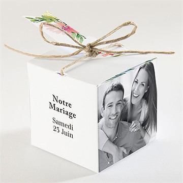 Boîte de dragées mariage fleurs et champetre - Dos de la boîte