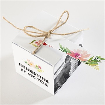 Boîte de dragées mariage fleurs et champetre - Dessus de la boîte