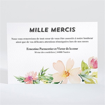 Remerciement mariage fleurs et champetre - Dos de la carte