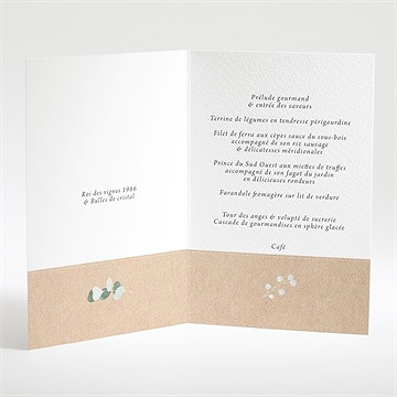 Menu mariage bonheur - Intérieur du menu