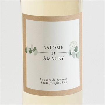 Etiquette de bouteille mariage bonheur