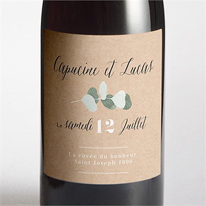 Etiquette de bouteille mariage bel eucalyptus