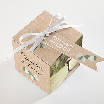 Boîte de dragées mariage bel eucalyptus - Dessus de la boîte