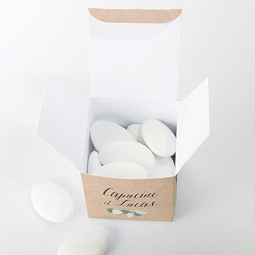 Boîte de dragées mariage bel eucalyptus - Intérieur de la boîte