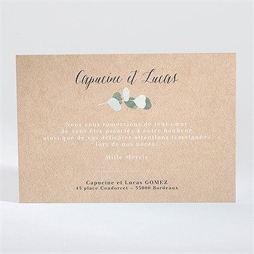 Remerciement mariage bel eucalyptus - Dos de la carte
