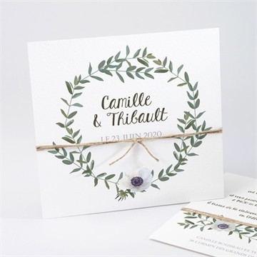 Faire-part mariage couronne d'olivier
