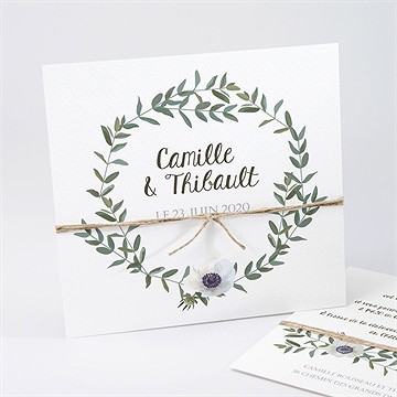 Faire-part mariage couronne d'olivier