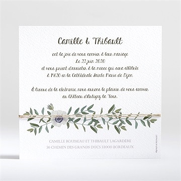 Faire-part mariage couronne d'olivier - Dos du faire-part