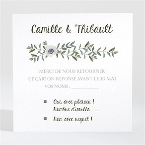 Carton réponse mariage couronne d'olivier