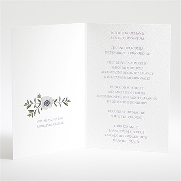 Menu mariage couronne d'olivier - Intérieur du menu