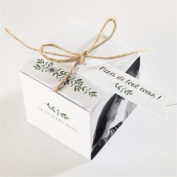 Boîte de dragées mariage couronne d'olivier - Dessus de la boîte