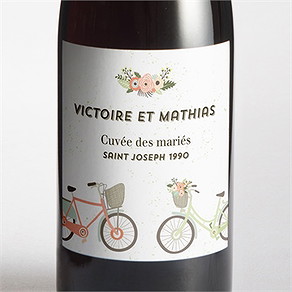 Etiquette de bouteille mariage en tandem