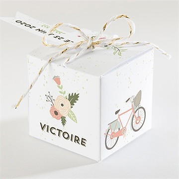 Boîte de dragées mariage en tandem - Dos de la boîte