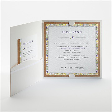 Faire-part mariage kraft et floral - Intérieur de la pochette