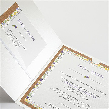 Faire-part mariage kraft et floral - Détail du faire-part