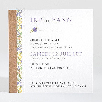 Carton d'invitation mariage kraft et floral