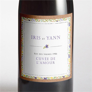 Etiquette de bouteille mariage kraft et floral