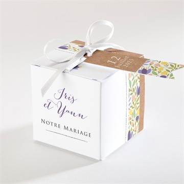 Boîte de dragées mariage kraft et floral