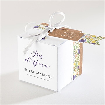 Boîte de dragées mariage kraft et floral