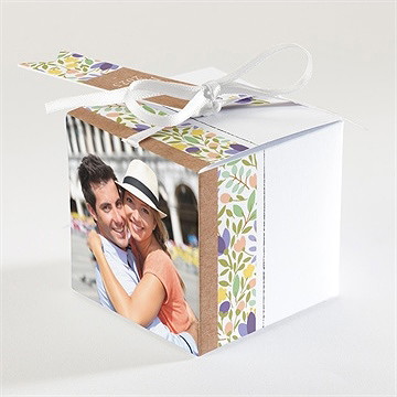 Boîte de dragées mariage kraft et floral - Dos de la boîte