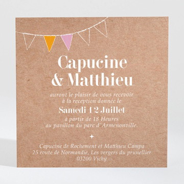 Carton d'invitation mariage banderoles & kraft