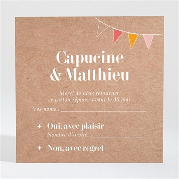 Carton réponse mariage banderoles & kraft