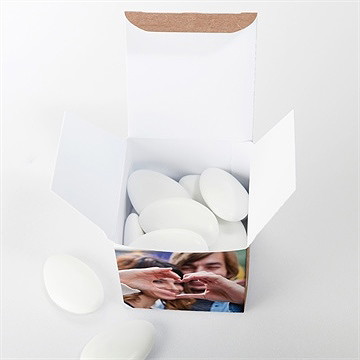 Boîte de dragées mariage banderoles & kraft - Intérieur de la boîte