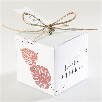 Boîte de dragées mariage ronde chaude - Dos de la boîte