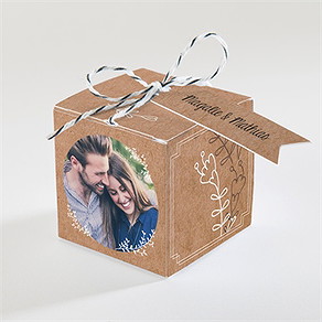 Boîte de dragées mariage kraft vintage