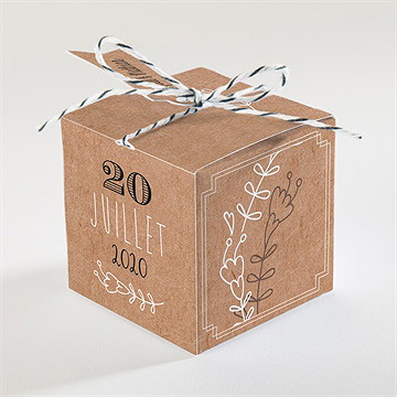 Boîte de dragées mariage kraft vintage - Dos de la boîte