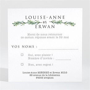 Carton réponse mariage poésie et photo