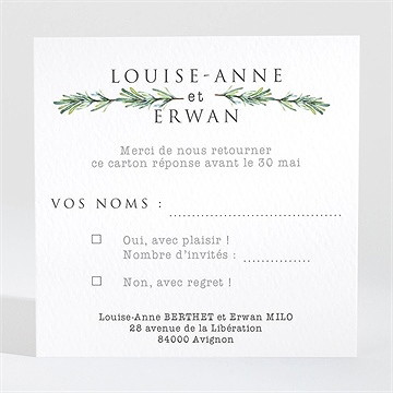 Carton réponse mariage poésie et photo