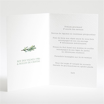 Menu mariage poésie et photo - Intérieur du menu