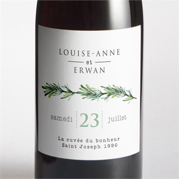 Etiquette de bouteille mariage poésie et photo