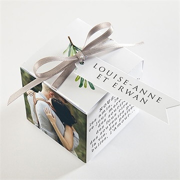 Boîte de dragées mariage poésie et photo - Dessus de la boîte