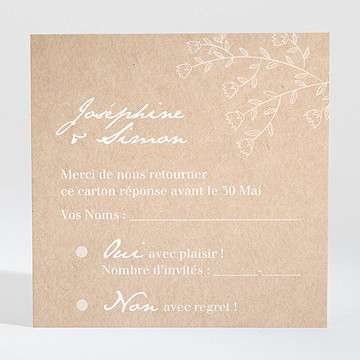 Carton réponse mariage typo & kraft