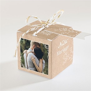 Boîte de dragées mariage typo & kraft