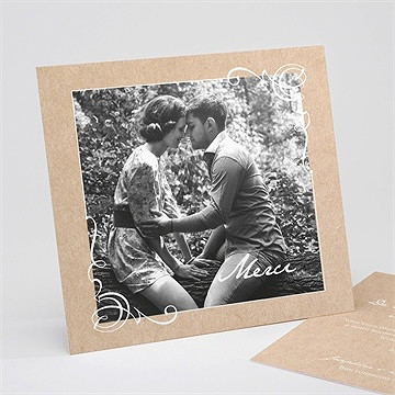 Remerciement mariage typo & kraft