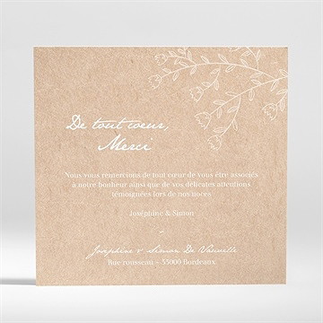 Remerciement mariage typo & kraft - Dos de la carte