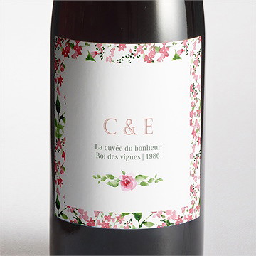 Etiquette de bouteille mariage fraicheur