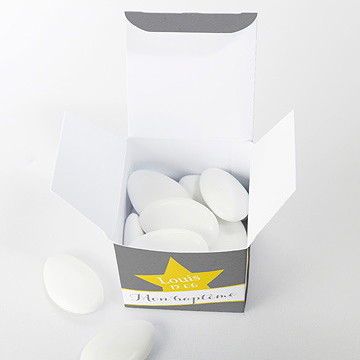 Boîte de dragées baptême cheval à bascule ardoise - Intérieur de la boîte