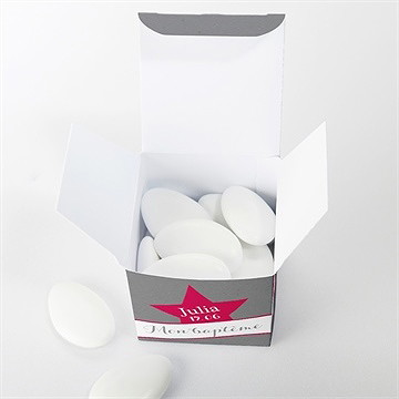 Boîte de dragées baptême joli cheval à bascule - Intérieur de la boîte