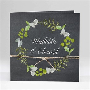 Faire-part mariage couronne en ardoise