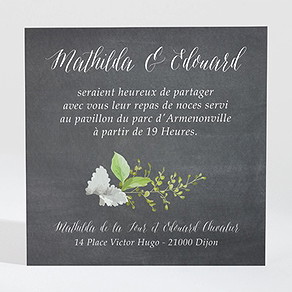 Carton d'invitation mariage couronne en ardoise