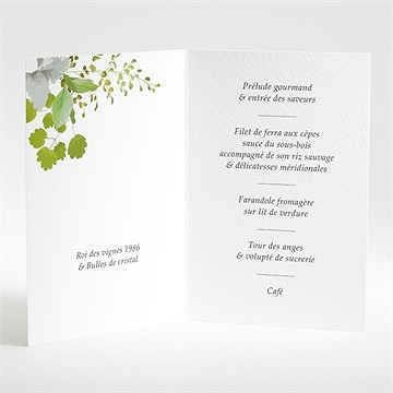 Menu mariage couronne en ardoise - Intérieur du menu