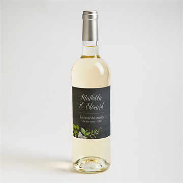 Etiquette de bouteille mariage couronne en ardoise - Mise en situation