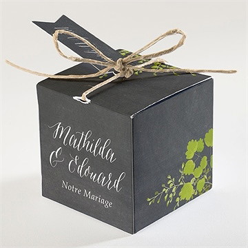 Boîte de dragées mariage couronne en ardoise - Dos de la boîte