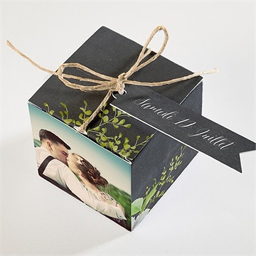 Boîte de dragées mariage couronne en ardoise - Dessus de la boîte