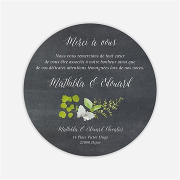 Remerciement mariage couronne en ardoise - Dos de la carte